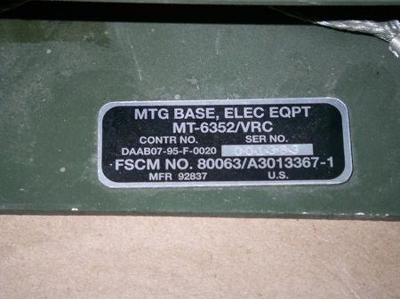 Mount MT 6352/VRC, Sincgars US ARMY Radio