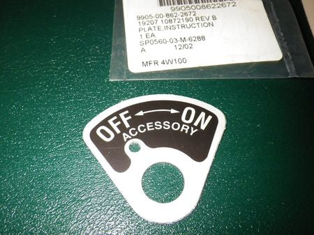 Schild "Accessory ON-OFF" M 35 REO, 10872190