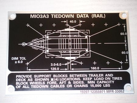 Data Plate M103 Generator Trailer