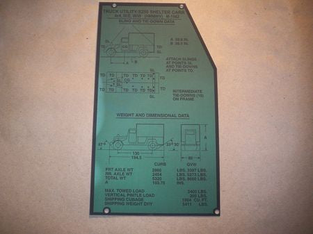 Typenschild M1042 HMMWV Shelter Carrier