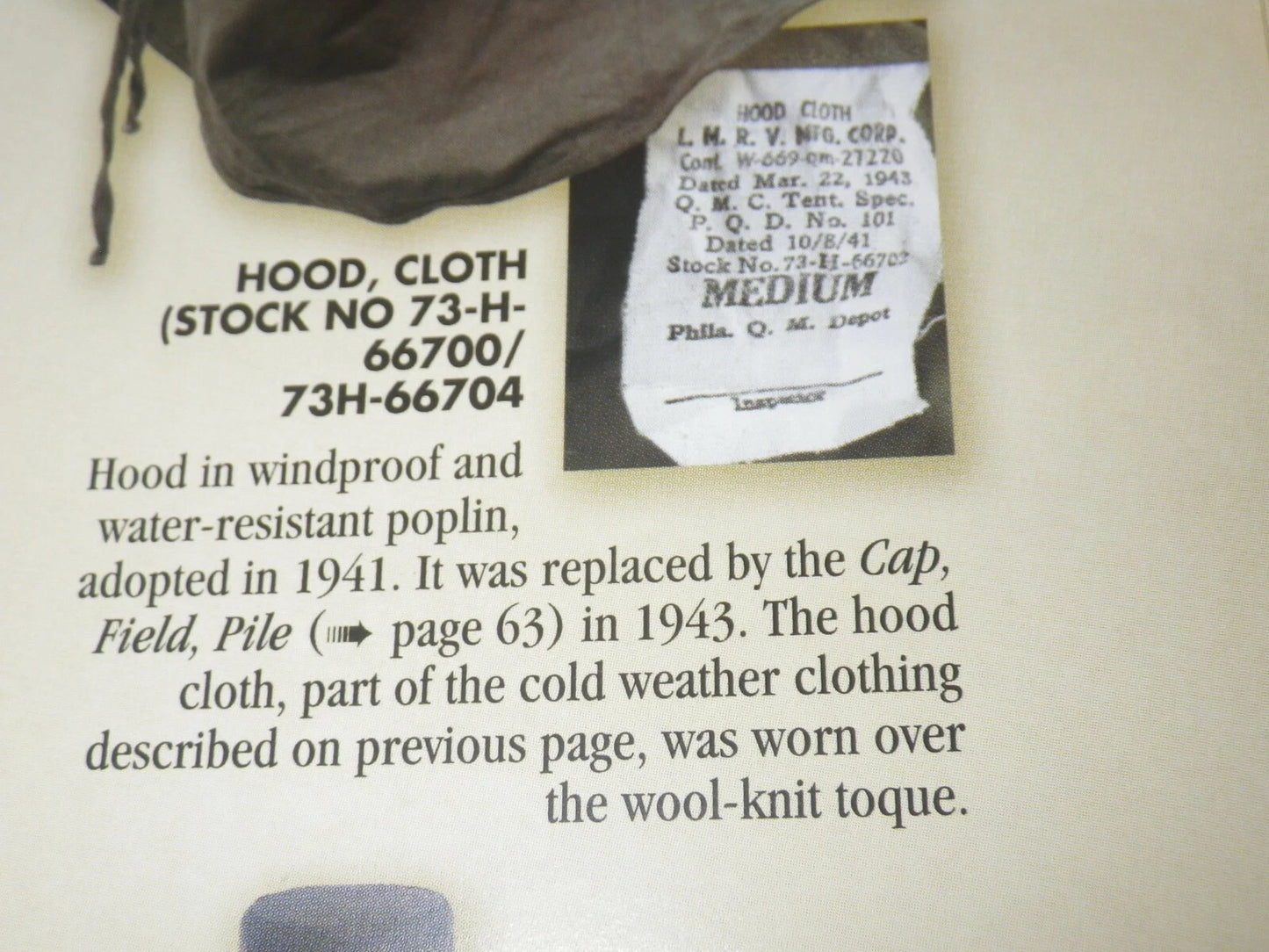 Hood cloth poplin for M1941 Field Jacket / Kaputze US Feldjacke M1941