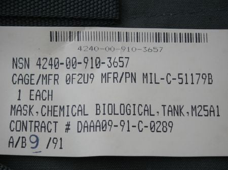 Tasche ABC Maske M25A1 Panzerfahrer, US ARMY