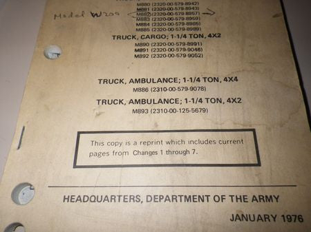 Bedienungsanleitung DODGE W200 /M880,  TM 9-2320-266-10