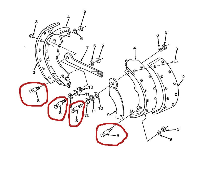 Bolzen Bremsbacken Anhänger M-Serie und Sattelauflieger US ARMY