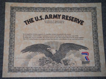 Urkunde US ARMY Reserve Family