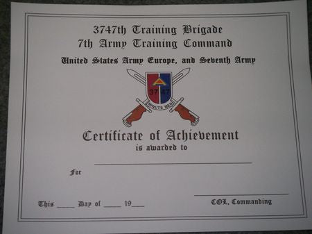 Urkunde US ARMY, 7th Army Training Command