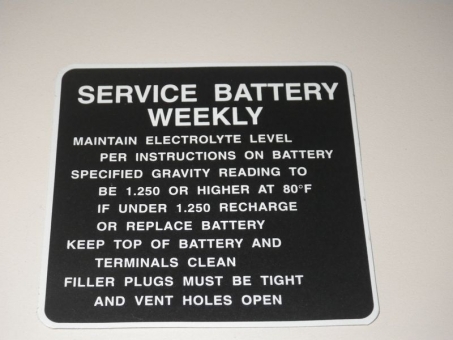 Aufkleber "Service Battery Weekly"  US 