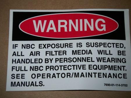 Aufkleber Luftfilter NBC Warning 