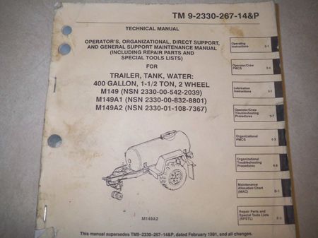 Technical Manual M149, Wasseranhänger 